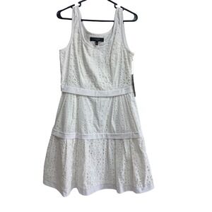 Nine West Eyelet Dress Springtime Dreams‎ Sleeveless White Dress Size 12